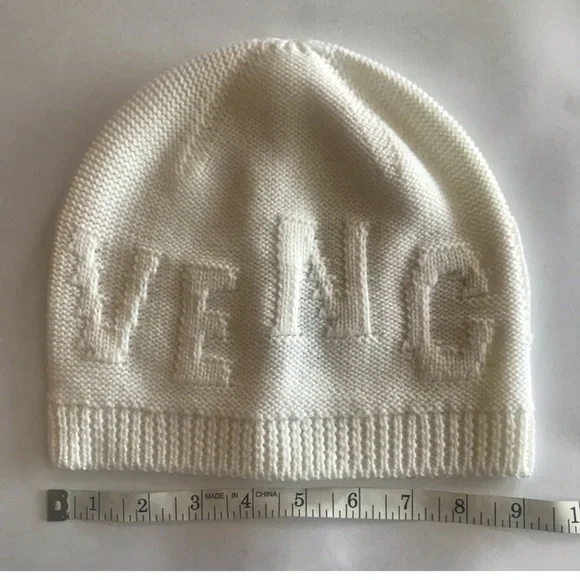Givenchy Tonal Raised Logo Jacquard Knit Wool Beanie Hat Cream Off White NWT - Picture 10 of 15